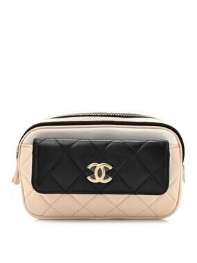 Chanel Goatskin Quilted Waist Bag Beige #324198C27B